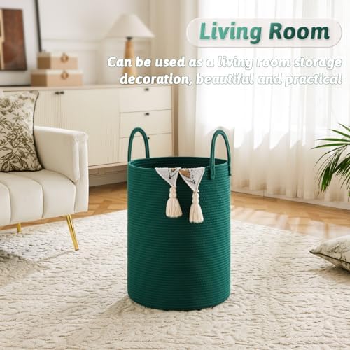 Artfeel Laundry Basket,Woven Cotton Rope Laundry Hamper,80L for Decorative Storage of Dirty Clothes,Toys and Blankets in Bathroom,Baby Room and Living Room - Image 2