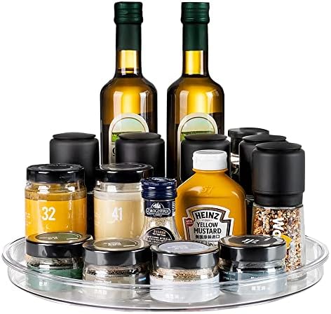 vacane Clear Lazy Susan Organizer, Non-Skid 13" Plastic Lazy Susan Turntable for Cabinet Rotating Pantry Lazy Susan Cabinet Organizer, Storage Containers for Kitchen, Refrigerator Countertop, Bathroom by vacane