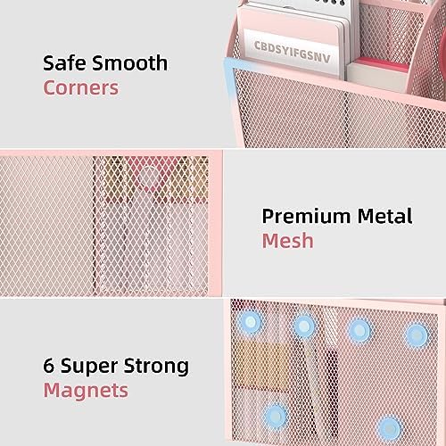 DALTACK 3-Grid Magnetic Pencil Holder, Strong Magnet Locker Organizer, Pink - Image 6