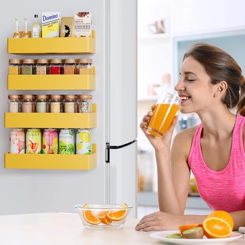 Mystozer Magnetic Spice Rack for Refrigerator Yellow, 4 Pack - Image 5