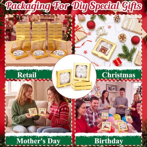 25 Pcs Christmas Sublimation Blanks Ornament Gift Box, Gold - Image 4
