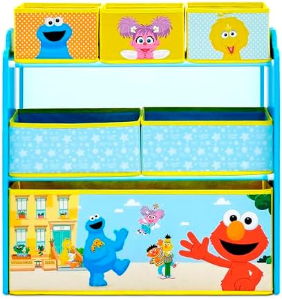 Delta Children - Sesame Street Design & Store 6 Bin Toy Storage Organizer - Greenguard Gold Certified, Blue - Image 7