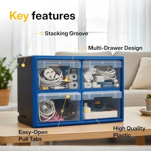 NORTHSKY 4-Drawer Plastic Drawer Storage Cabinet for Garage Organization, Bead Organizer, Building Bricks Storage, Jewelry Organizers,Teacher Toolbox, Clear - Image 3
