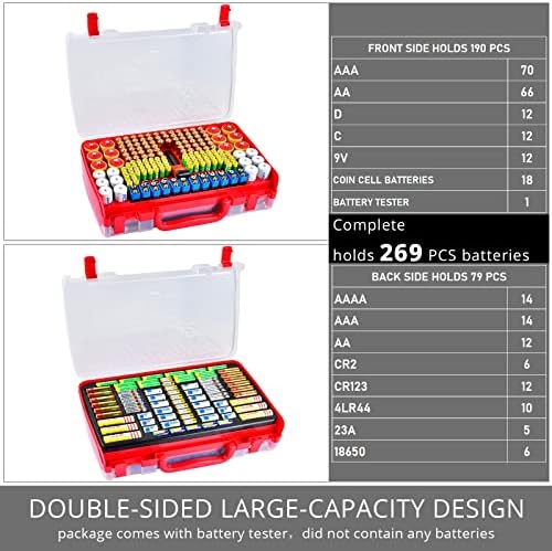 Battery Organizer Storage Case with Tester for 269 Batteries, Double Sides - Image 3