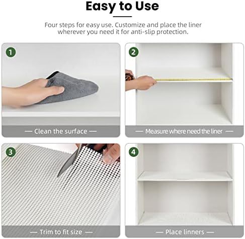 BAGAIL Drawer and Shelf Liner, Non Slip Cabinet Liner, 17.5" x10', White - Image 6