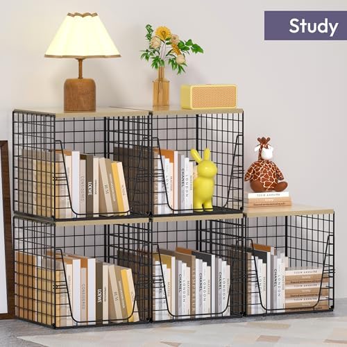 SWTYMIKI 2PCS Closet Organizers and Storage - Stackable Closet Basket with Wood Top Shelf, Clothes Storage Shelves, Clothes Drawer Bins for Wardrobe, Bedroom, Entryway, Black - Image 5