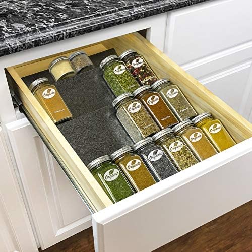 LYNK PROFESSIONAL® Spice Drawer Organizer - Heavy Gauge Steel 4 Tier Rack - Drawer Insert Tray for Spice Jars, Herbs and Seasoning - Kitchen Cabinet Storage - Silver Metallic, Medium - Image 5