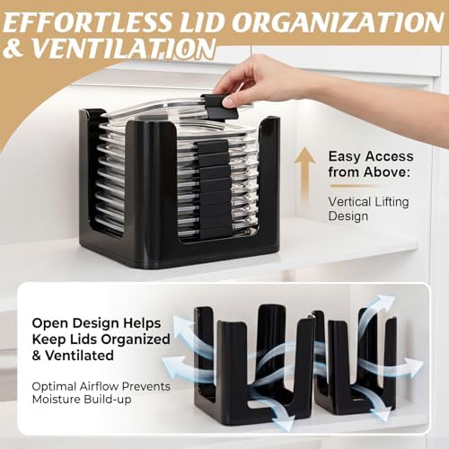 3-Piece Food Container Lid Organizer for Kitchen Cabinets - Image 5