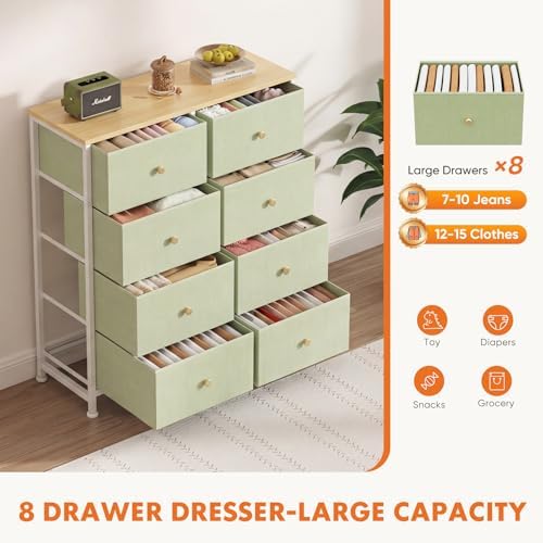 Sweetcrispy 8 Drawer Fabric Dresser, Tall Storage Tower for Bedroom - Image 5