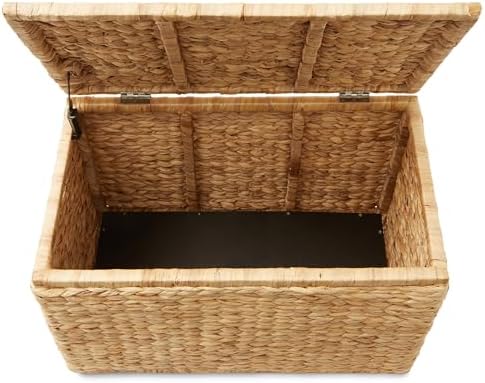 Casafield 30" Storage Chest with Lid, Handles, and Safety Hinge - Natural, Water Hyacinth Wicker Storage Trunk for Entry Way, Living Room, Bedroom - Image 5