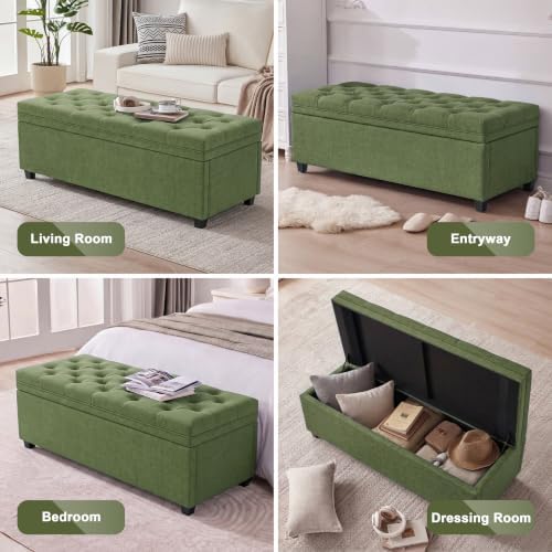 Mangodan 50 Inch Large Storage Ottoman, Tufted Ottoman with Storage - Image 4