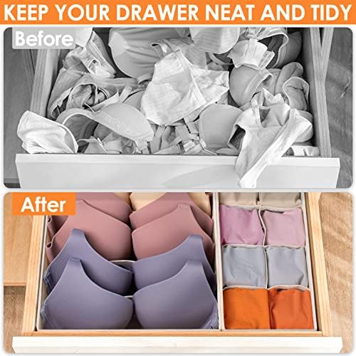 Criusia 6 Pack Sock Underwear Drawer Organizer Dividers, 58 Cell Foldable Fabric Dresser Closet Organizers and Storage Bins for Clothing, Baby Clothes, Bra, Panty, Scarf, Ties (Beige) - Image 2