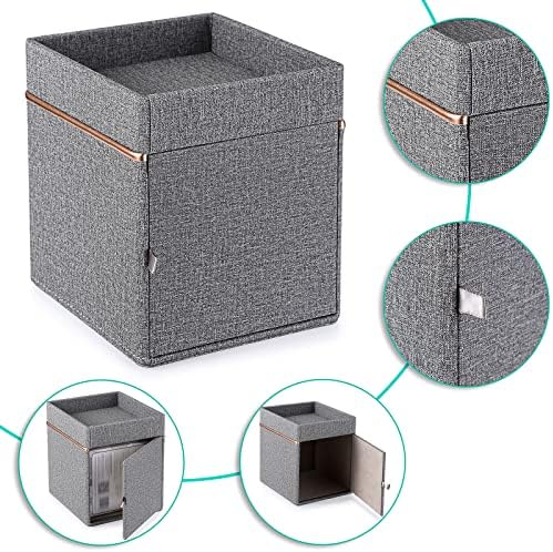 Sumnacon Linen Square Tissue Box Cover with Tray Tissue Box Holder,Grey - Image 3