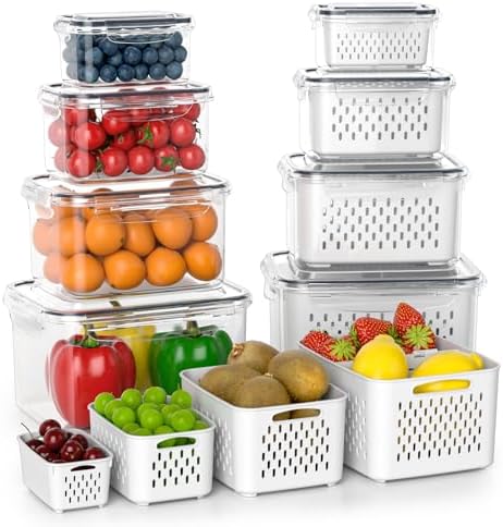 Anysig 8 Pack Fridge Fruit Storage Containers with Removable Colander by AnysigOfficial