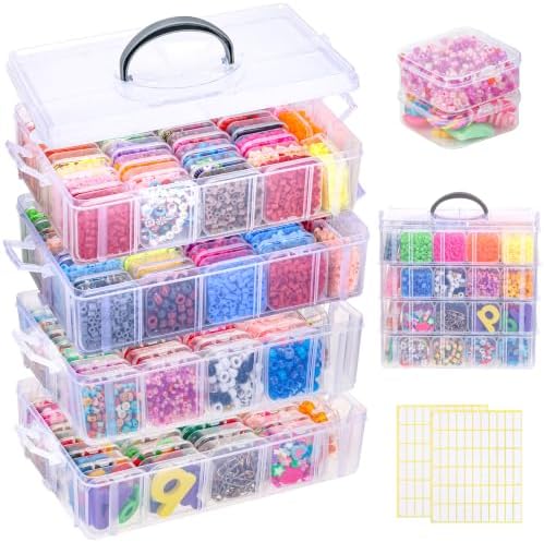 Stackable Bead Organizer 4 Tier with 120pcs Small Boxes Storage Container by SGHUO
