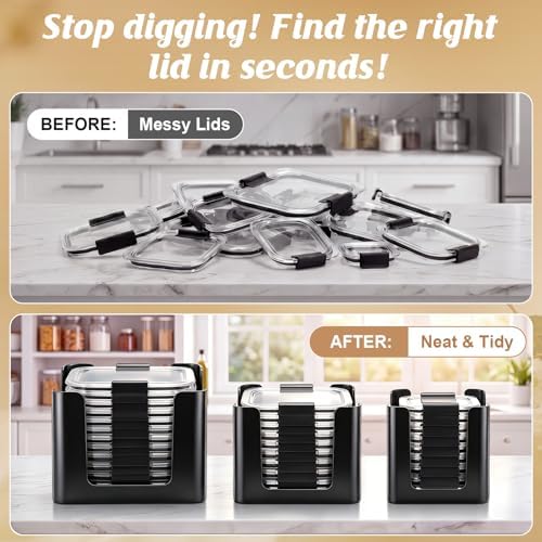 3-Piece Food Container Lid Organizer for Kitchen Cabinets - Image 2