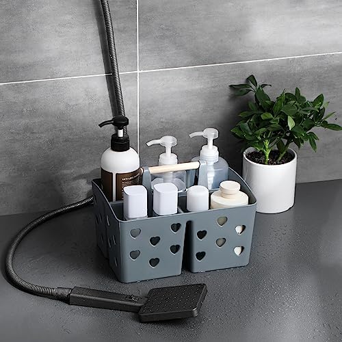 Portable Shower Caddy Plastic Shower Basket Organizer with Handle, Grey - Image 2