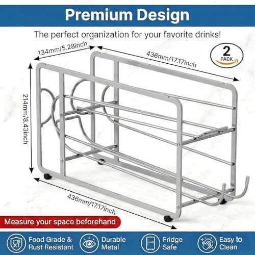 Canyave Soda Can Organizer Storage Rack, 2 Pack Stackable Beverage Soda Can Dispenser Organizer Holder for Refrigerator, Cabinet, Pantry (Silver) - Image 6