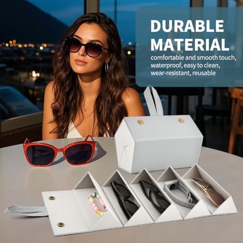 5 Slots Travel Sunglasses Organizer Holder, Foldable Travel Sunglass Case - Image 5