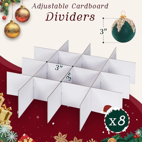 Christmas Ornament Storage Box with Adjustable Dividers Zippered Top Stores up to 128 Holiday Ornaments (3 Inch) Xmas Ball Decorations Organizer Storage Container Bin - Image 3