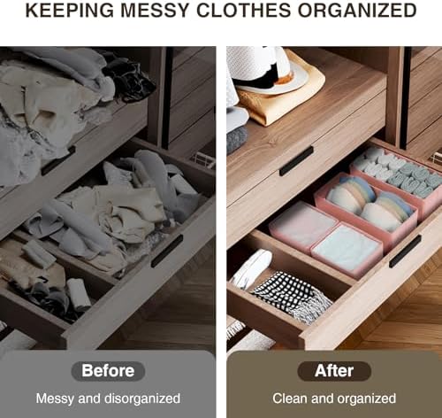 DIMJ Fabric Drawer Organizer Bins - 12 Pack Foldable Sock & Clothes Organizer - Pink - Image 4