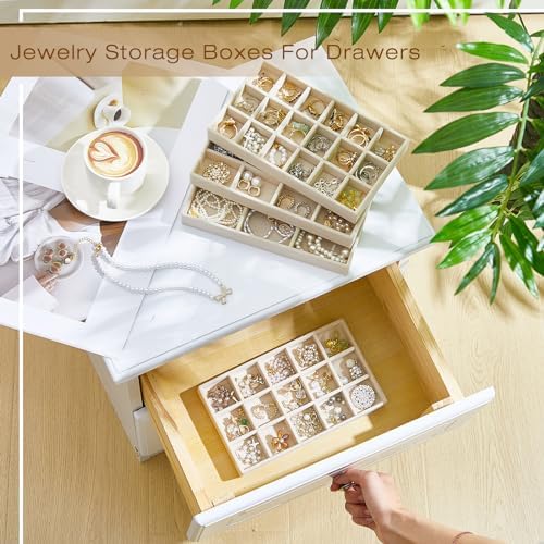 Junkin 12 Pcs Velvet Jewelry Organizer Tray, Stackable Storage - Image 5