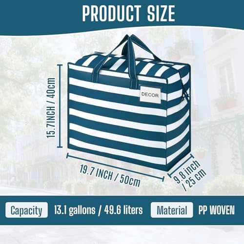 VENO Heavy Duty Moving Bags, 13 Gallon, Classic Navy Stripe, 4 Pack - Image 3