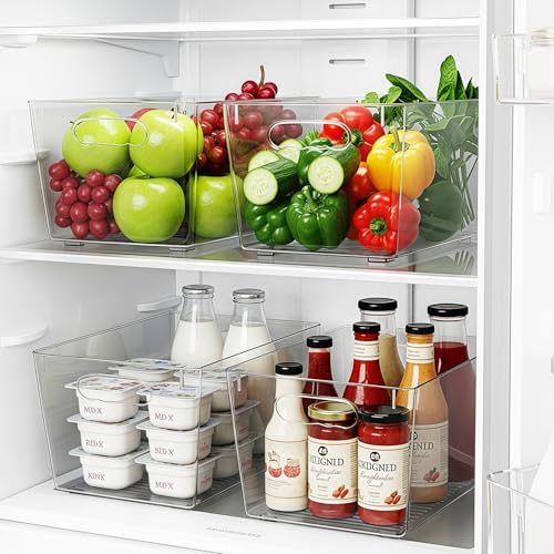 Clear Fridge Organizer Bins with Handles, 4 Pack Large 11.5×7.5×6 Inch - Image 5