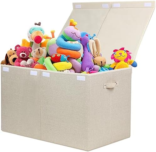 122L Large Toy Box Chest Storage with Lid, Collapsible Kids Toy Storage by popoly