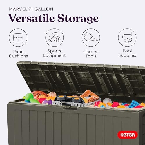 Keter Marvel 71 Gal Outdoor Storage Box for Patio and Pool Accessories - Image 5