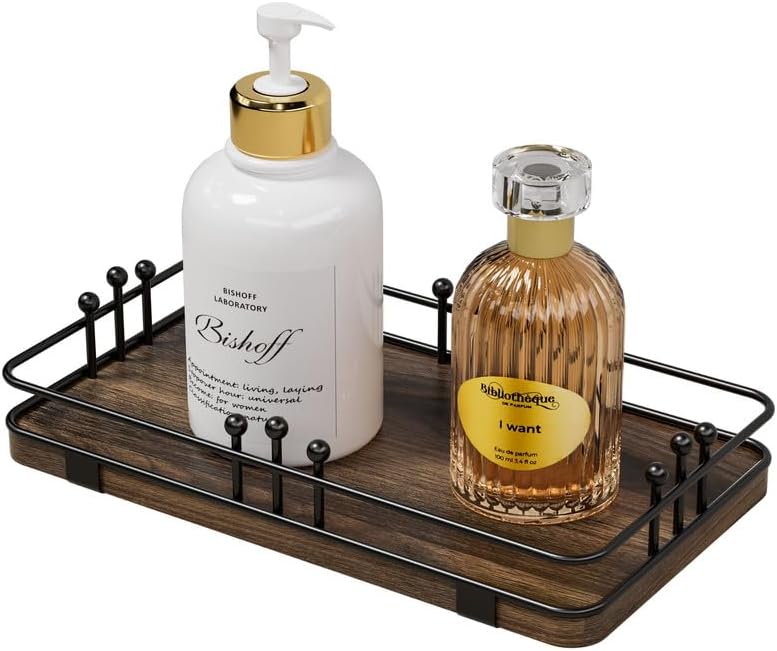 Bathroom Vanity Tray Countertop, Decor Tray 7.9"x4.4" Brown-Black by Unknown