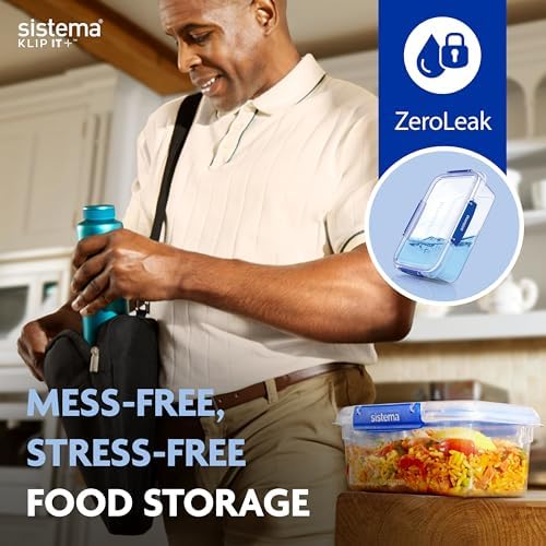 Sistema KLIP IT+ 3.35L Rectangle Food Storage Containers (3-Pack), Stackable & Airtight Food Boxes with Lids, Dishwasher, Freezer, & Microwave-Safe, BPA-Free, School Lunch Boxes - Image 2