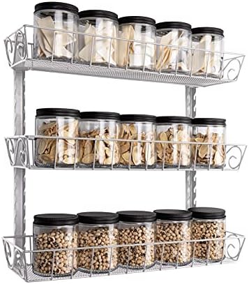 SWOMMOLY Wall Mount Spice Rack Organizer, 3-Tier Adjustable Dual-Use Shelf by SWOMMOLY