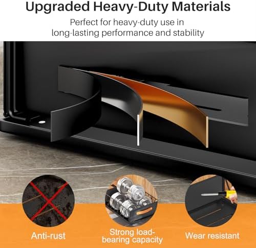 Pull out Cabinet Organizer,Heavy Duty Slide out Pantry Shelves Drawer Storage with Adhesive Nano Film,Sliding Mesh Cabinet Basket with Handle for Kitchen, Bathroom, Home, 13.8"W X 21"D X6.2"H,Black - Image 6