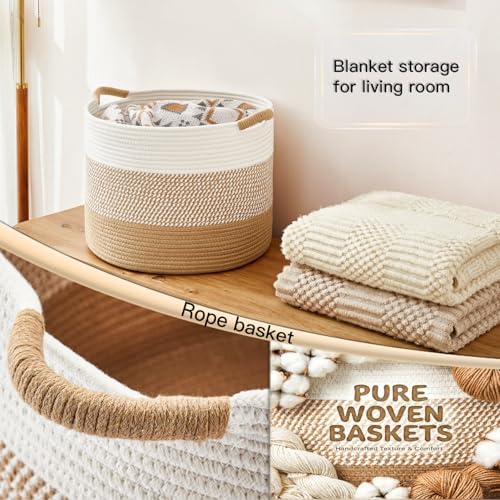 Artfeel 100L Large Cotton Rope Basket, Decorative Woven Blanket Storage for Living Room, Boho Toy Storage & Toy Box for Kids, Versatile Laundry Basket & Nursery Hamper for Blankets(Brown) - Image 6
