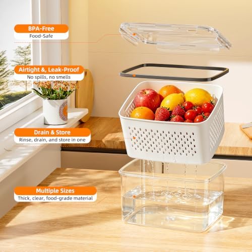 JOYZAN Fruit Storage Containers for Fridge with Airtight Lids 8 Pack - Image 3