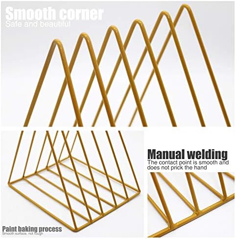 QPEY 5-Slot Gold Metal Triangle File Holder, 1pc for Office - Image 4