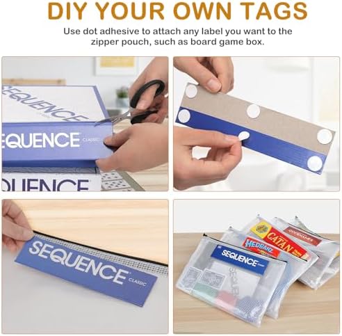 Board Game Storage Kit Include Storage Basket and 10pcs Zipper Bags, Board Game Organizer with Writable Stickers and Dispensing, Suitable for Puzzle, Document (1 Pack-Beige-Large) - Image 5