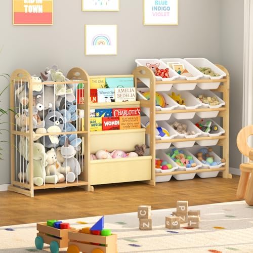 3-in-1 Toy Storage Organizer with Bookshelf, 12 Bins & Kids Bookshelf - Image 5