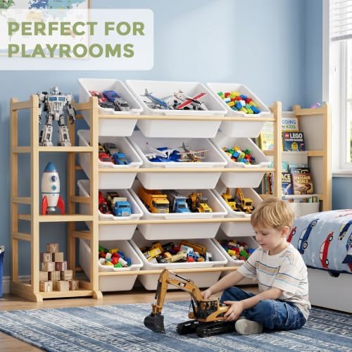 Toy Storage Organizer with 12 Bins and 3 Shelves, Kids Toy Organizer Shelf - Image 5