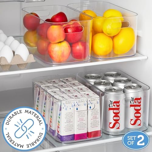 STORi Bliss 10" x 6" Open Clear Pantry Organizer Bin, Set of 2, Plastic Containers with Handle for Kitchen, Fridge, Cabinet, Closet, Bathrom, Undersink Storage Made in USA - Image 2
