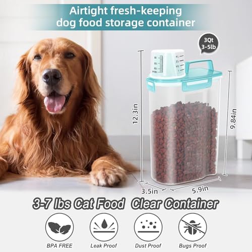 3-5Lbs Airtight Small Dog Cat Pet Food Storage Container (Clear Blue 2Pack) - Image 5