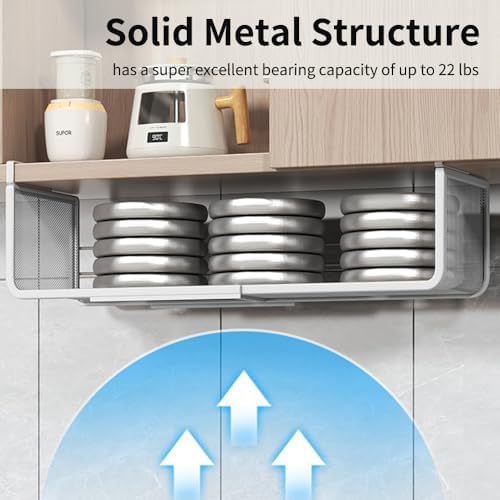 Expandable Under Shelf Basket Organizer, Under Shelf Storage, Hanging Baskets Under Cabinet for Pantry Kitchen Cupboard Desk Counter Bookshelf Space Saver Heavy Duty Slide-in (Black, 2 Pack) - Image 6