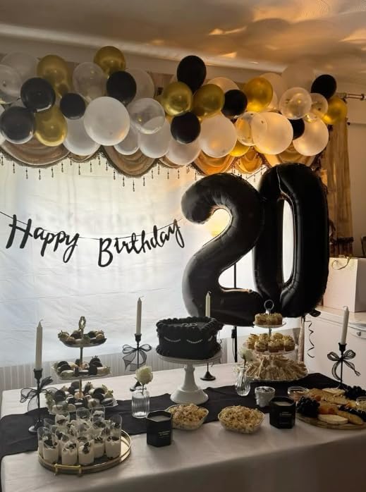 Black Number 80 Balloon - 40 Inch, Birthday Party Decorations, Anniversary & Graduation Supplies