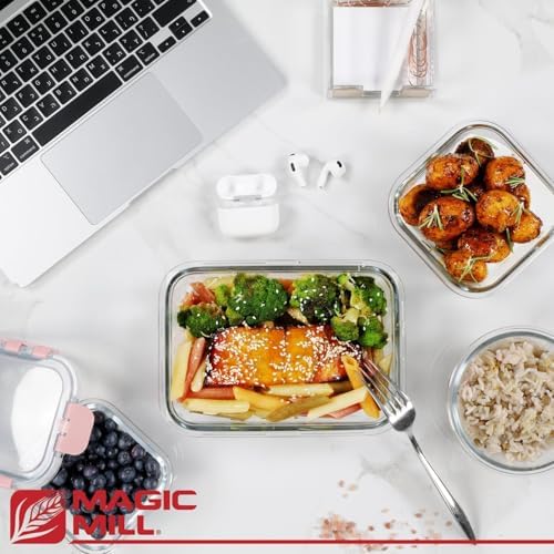 Magic Mill Premium Borosilicate Glass Food Storage Containers with lids Set | 24pc Sets with 12 Bowls & 12 Airtight Locking Lids for Lunch & Meal Prep, Safe for Oven, Freezer, Dishwasher, BPA-Free - Image 5