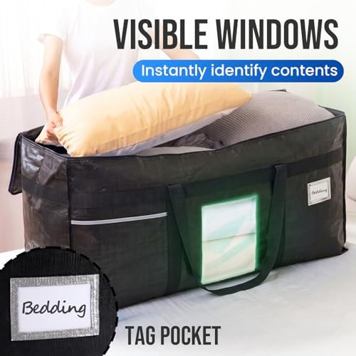 TAILI 2 Pack XXL Storage Bags with Visible Window and Handy Pocket,Black - Image 3