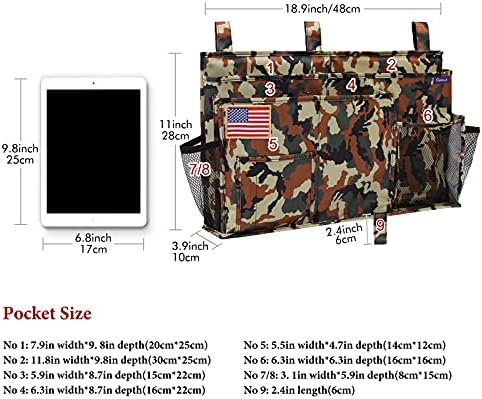 Surblue Bedside Caddy Hanging Organizer Storage Bag Pocket for Bunk, Hospital, College Dorm Rooms, Baby Bed Rails, Camp - 8 Pockets (Large, Jungle) - Image 5