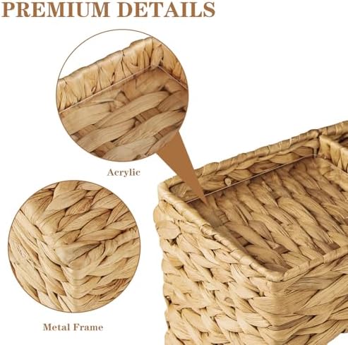 Woven Tissue Box Cover Square with Storage Tray, Tissues Cube Box Holder - Image 5