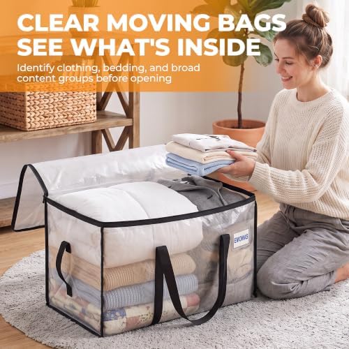 8 Pack Clear Moving Bags, Heavy Duty, Extra Large with Handles - Image 3