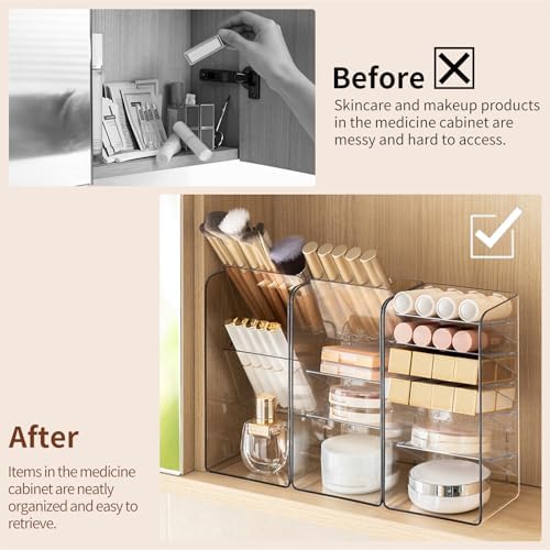 PAVSTINE 2 Pack Medicine Cabinet Organizer with Adjustable Dividers, Clear - Image 6